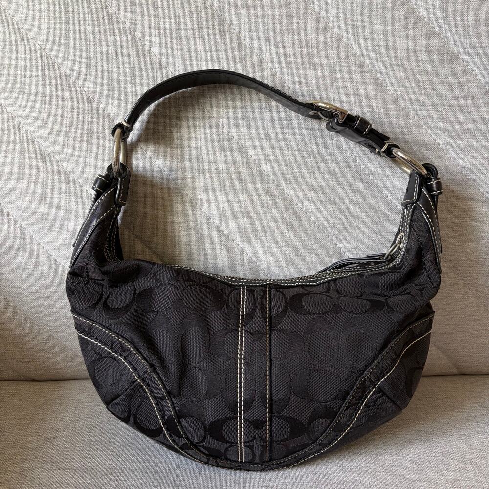 Vintage COACH Black Soho Signature Small Hobo Bag Y2K